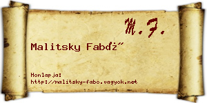 Malitsky Fabó névjegykártya